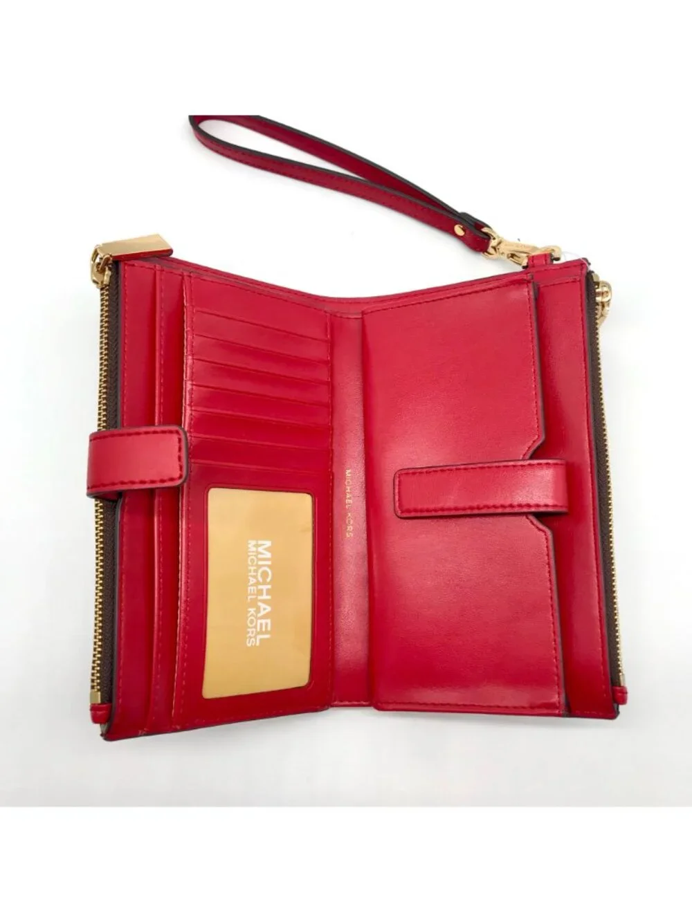 Michael Kors Logo Jet Set Crimson Double Zip Wristlet